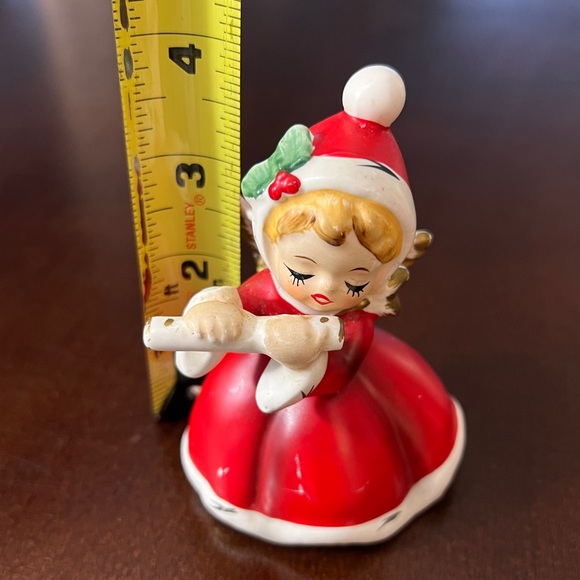 Vintage MCM Napcoware Napco Red Christmas Angel Playing Flute Figurine X-7258 - Picture 10 of 10